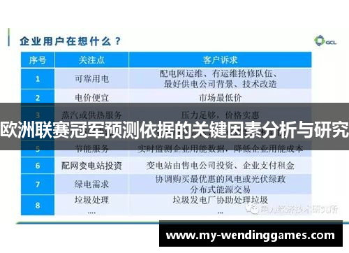 欧洲联赛冠军预测依据的关键因素分析与研究