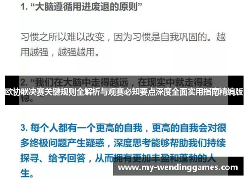 欧协联决赛关键规则全解析与观赛必知要点深度全面实用指南精编版