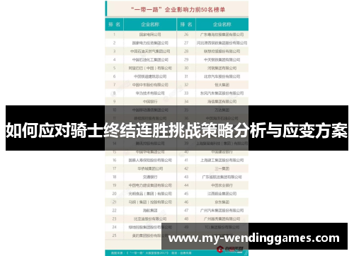 如何应对骑士终结连胜挑战策略分析与应变方案